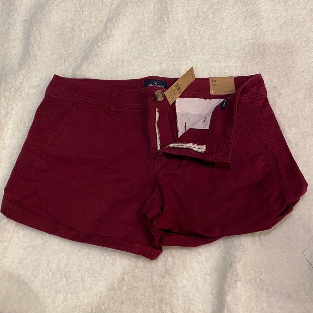 AEO: Burgundy Midi Shorts